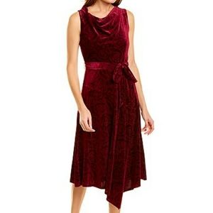 Donna Ricco Embossed Velvet Midi Dress